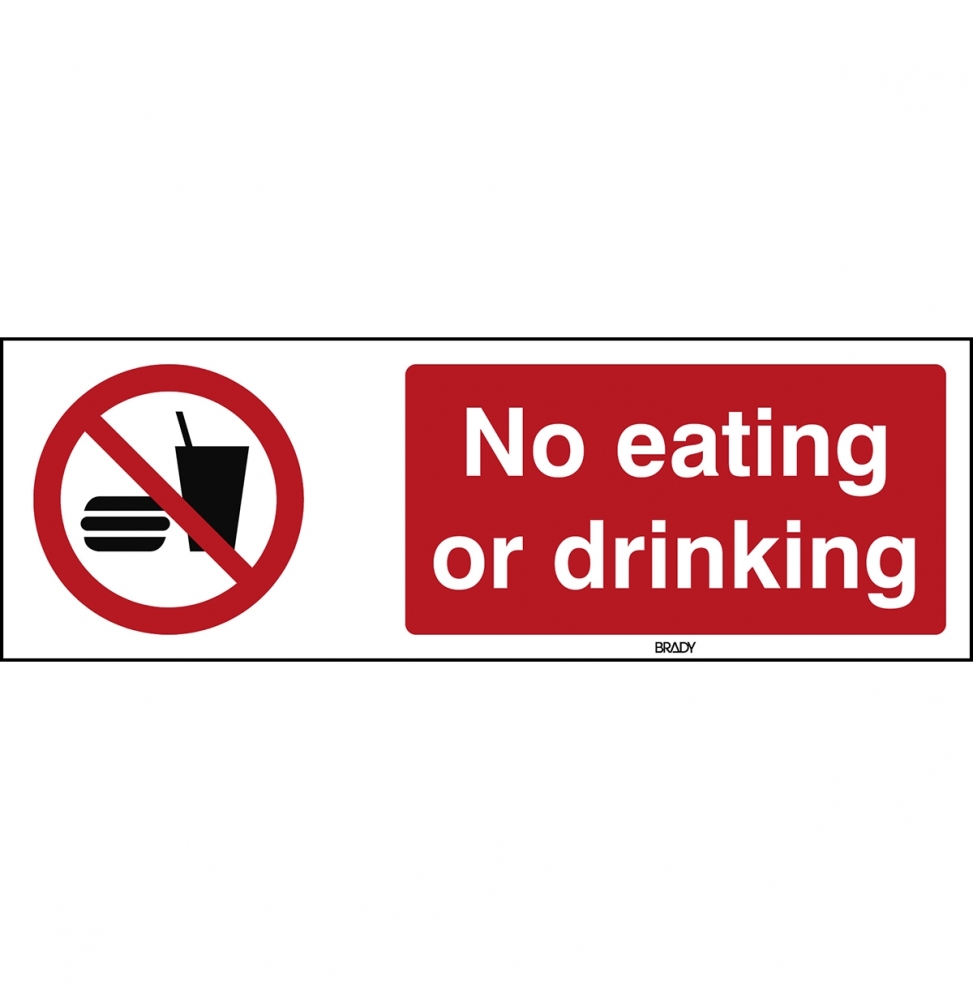 Znak bezpieczeństwa ISO – Zakaz spożywania posiłków i napojów, P/P022/EN209/TW-150X50-1
