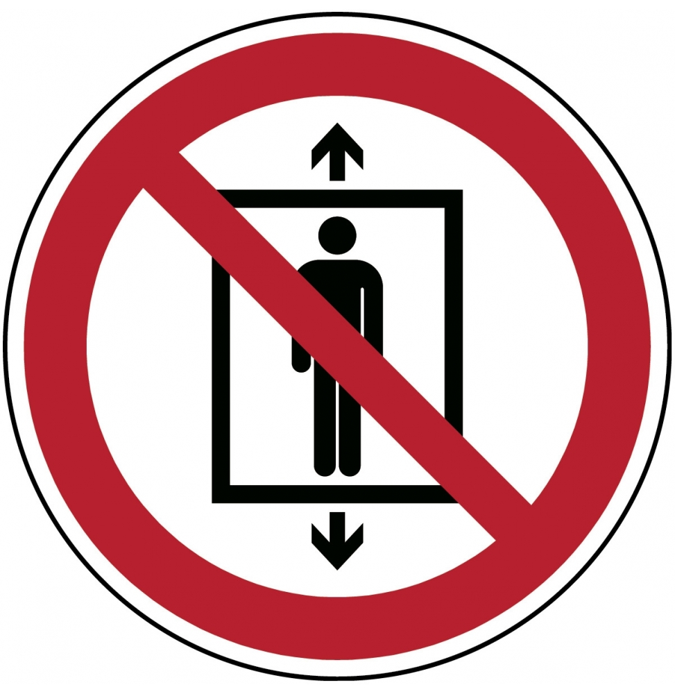 Znak bezpieczeństwa ISO – Zakaz używania windy przez ludzi, P/P027/NT/TW-DIA100-1