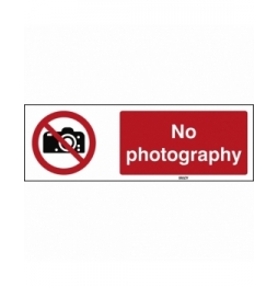 Znak bezpieczeństwa ISO – Zakaz fotografowania, P/P029/EN215/TW-150X50-1