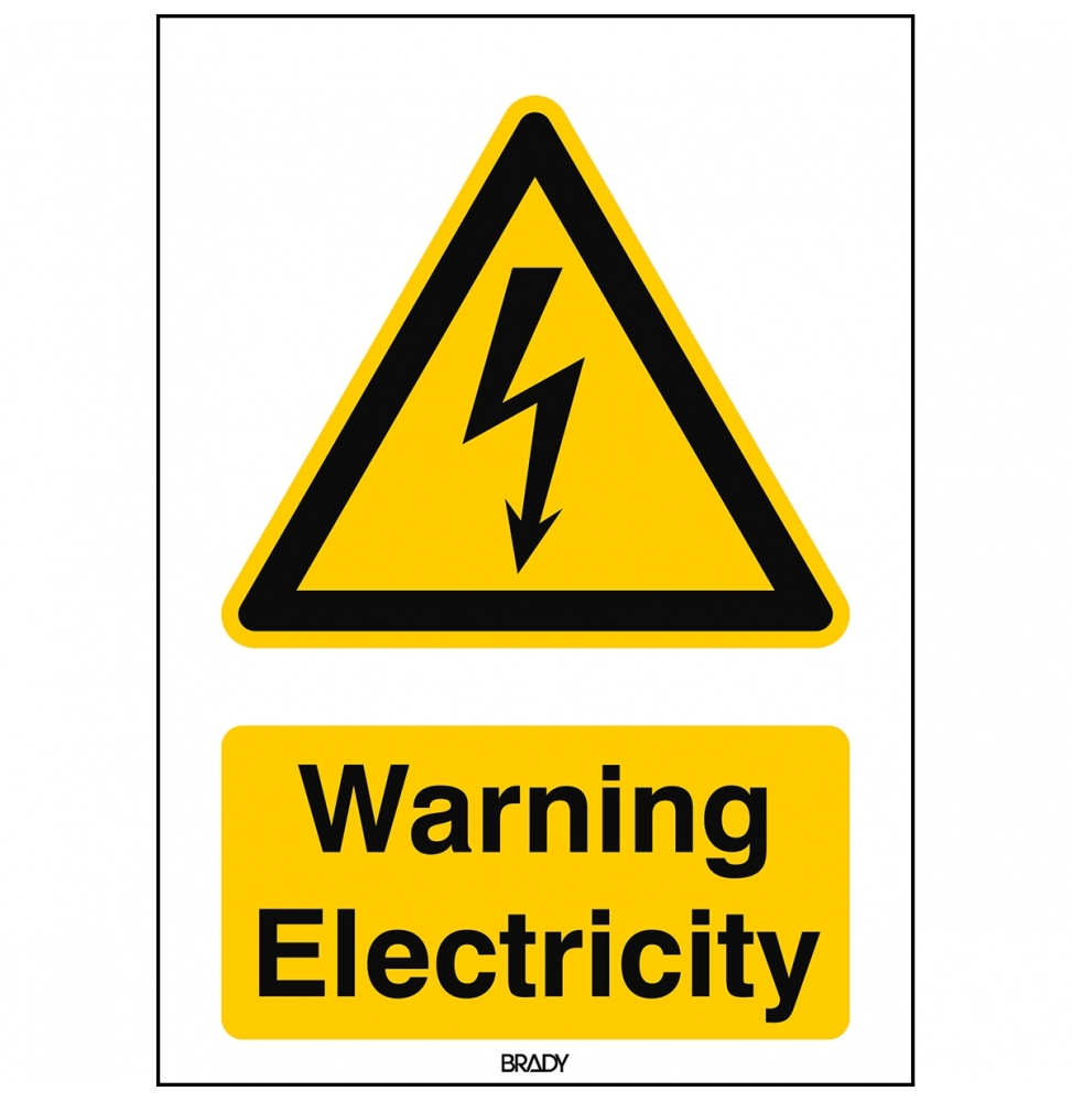 Znak bezpieczeństwa ISO – Uwaga, elektryczność, W/W012/EN253/TW-210X297-1