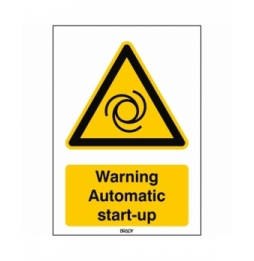 Znak bezpieczeństwa ISO – Uwaga, automatyczna aktywacja, W/W018/EN248/TW-148X210-1