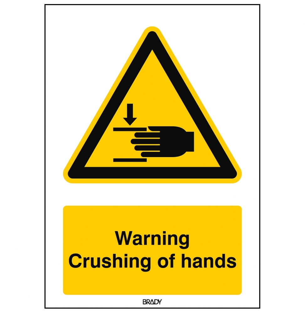 Znak bezpieczeństwa ISO – Uwaga, ryzyko zgniecenia dłoni, W/W024/EN251/TW-148X210-1