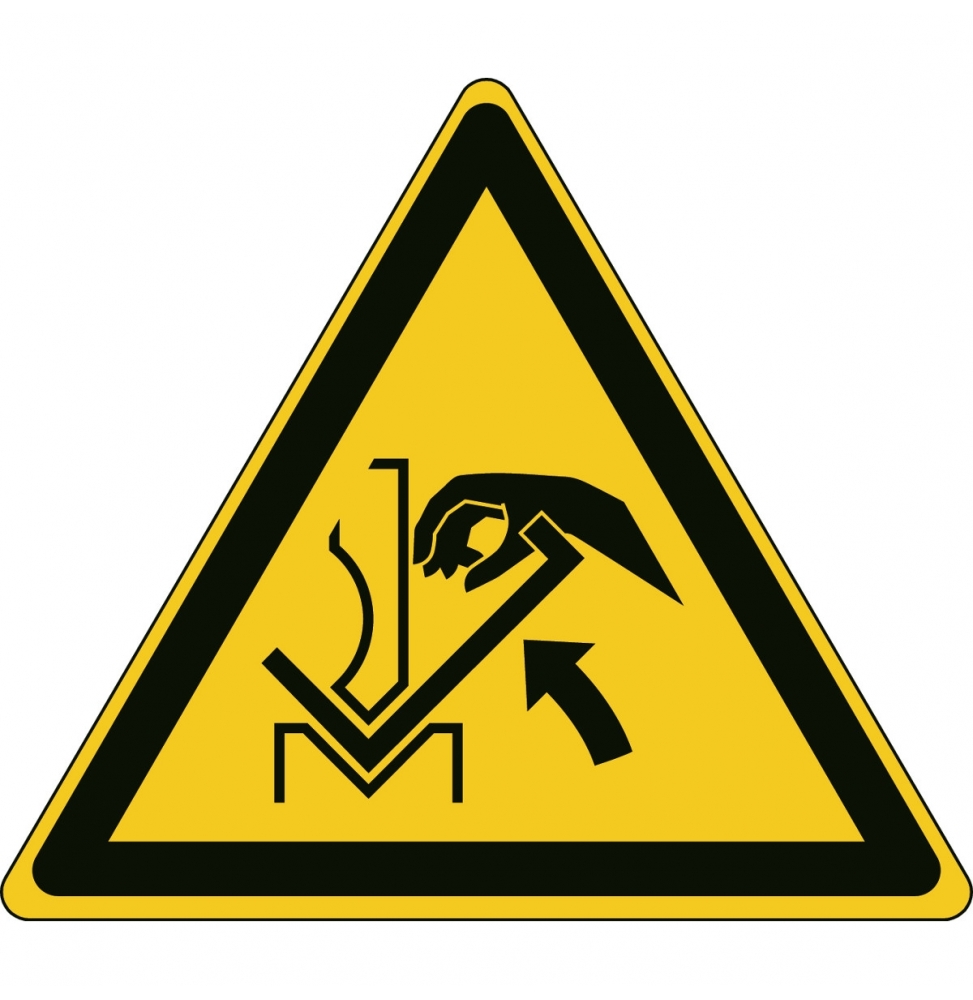 Znak bezpieczeństwa ISO – Ostrzeżenie przed zgnieceniem dłoni między prasą a …, W/W031/NT/TW-TRI200-1