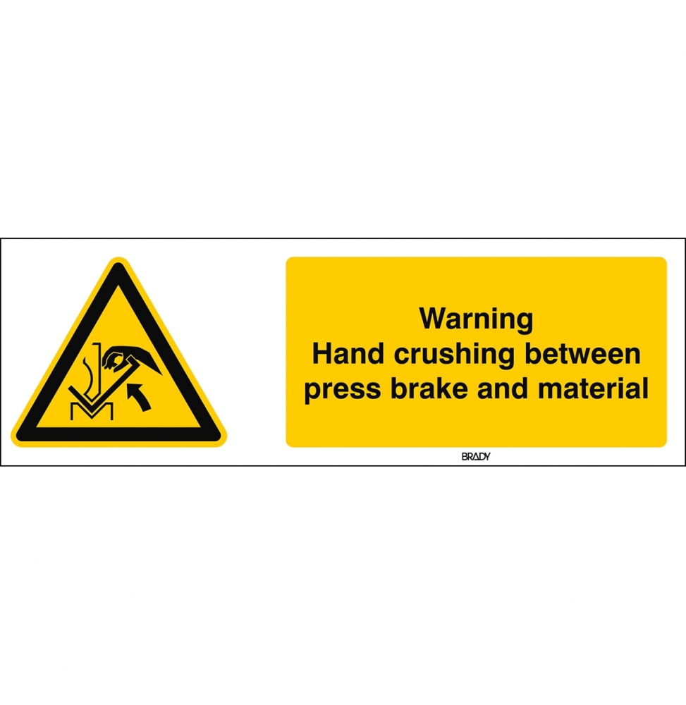 Znak bezpieczeństwa ISO – Ostrzeżenie przed zgnieceniem dłoni między prasą a …, W/W031/EN411/TW-297X105-1