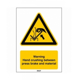 Znak bezpieczeństwa ISO – Ostrzeżenie przed zgnieceniem dłoni między prasą a …, W/W031/EN411/TW-148X210-1