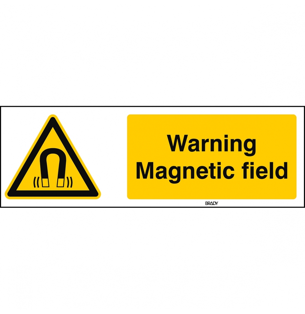 Znak bezpieczeństwa ISO – Uwaga, silne pole magnetyczne, W/W006/EN247/TWM-150X50-1