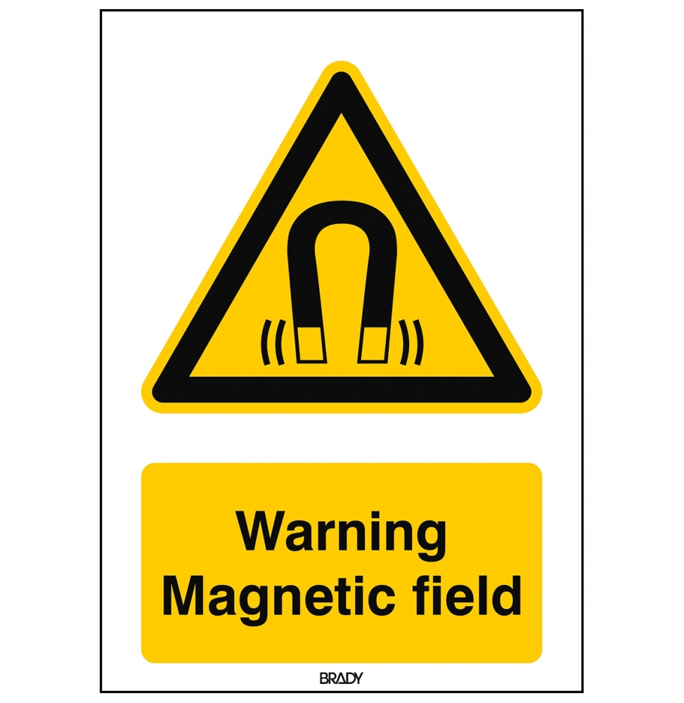 Znak bezpieczeństwa ISO – Uwaga, silne pole magnetyczne, W/W006/EN247/TWM-148X210-1