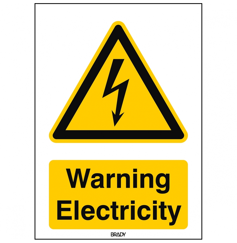 Znak bezpieczeństwa ISO – Uwaga, elektryczność, W/W012/EN253/TWM-148X210-1