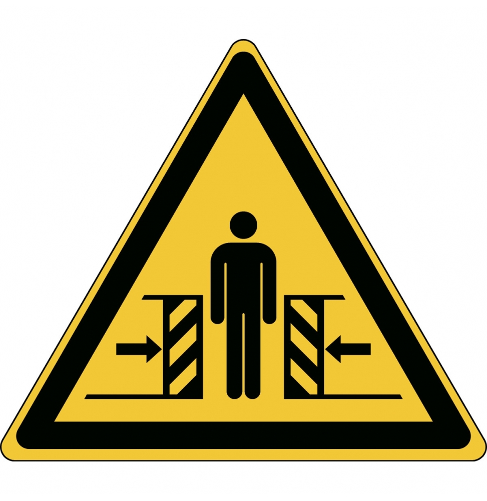 Znak bezpieczeństwa ISO – Uwaga, ryzyko zgniecenia bocznego, W/W019/NT/TWM-TRI100-1