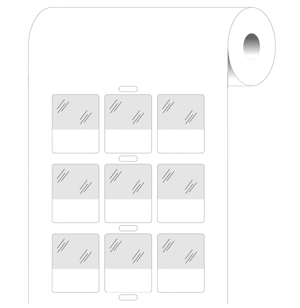 Etykiety samolaminujące winylowe białe, przezroczyste BPT-311-427 wym. 25.40 mm x 31.75 mm, 3000 szt.