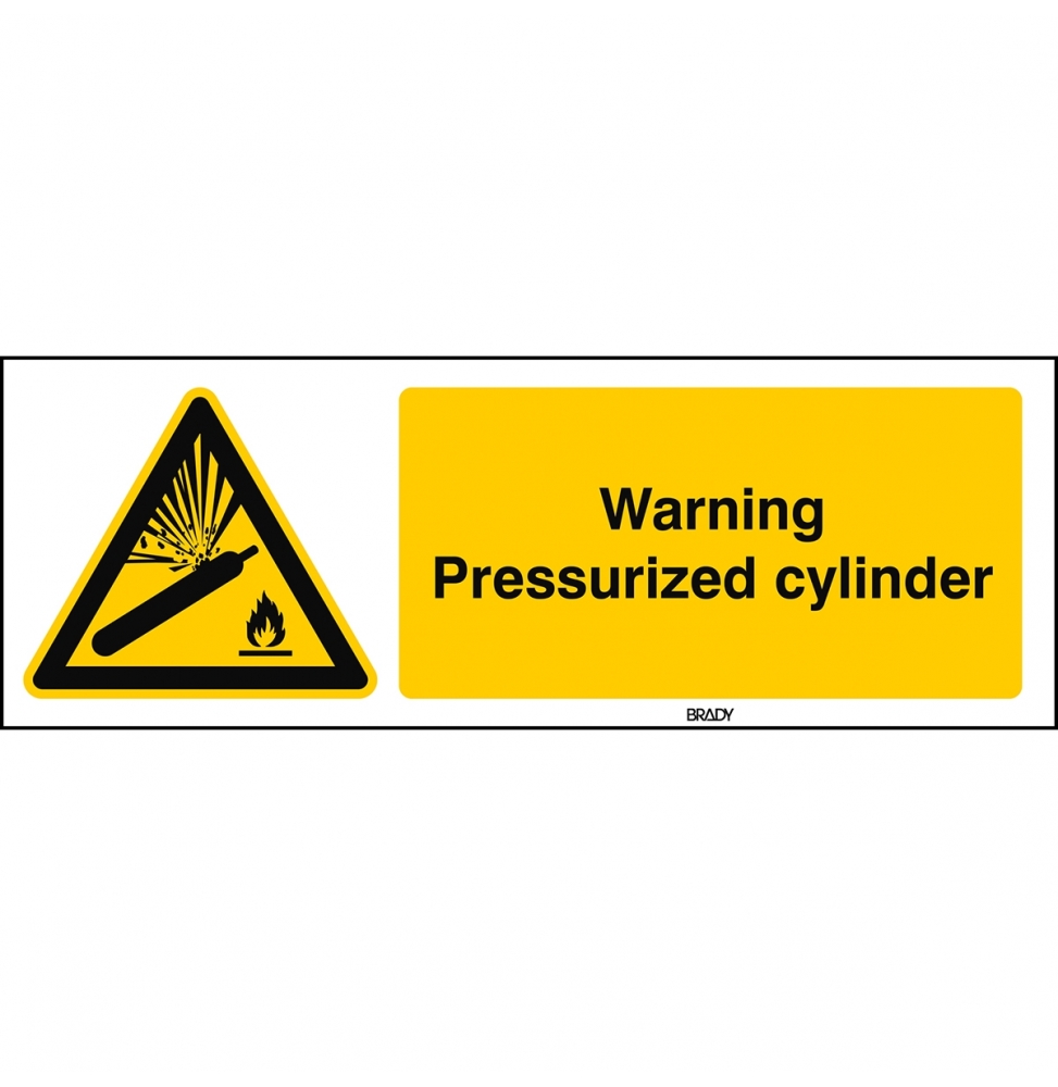 Znak bezpieczeństwa ISO – Ostrzeżenie przed butlą pod ciśnieniem, W/W029/EN227/TWM-150X50-1