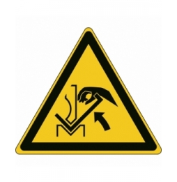 Znak bezpieczeństwa ISO – Ostrzeżenie przed zgnieceniem dłoni między prasą a …, W/W031/NT/TWM-TRI100-1
