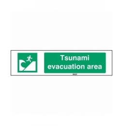 Znak bezpieczeństwa ISO – Miejsce ewakuacji przed tsunami, E/E062/EN415/PE-297X74-1