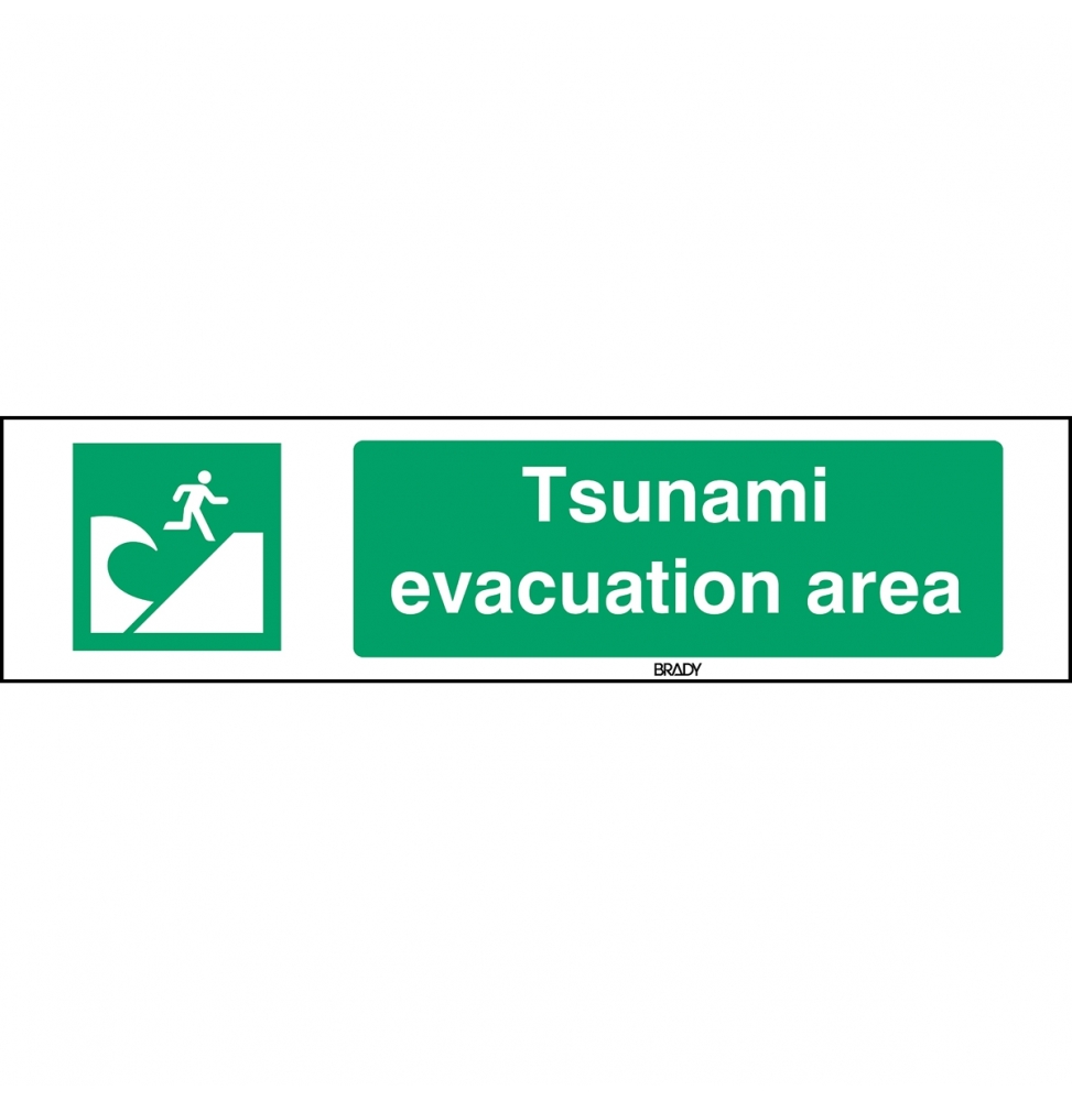 Znak bezpieczeństwa ISO – Miejsce ewakuacji przed tsunami, E/E062/EN415/PE-297X74-1