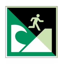 Znak bezpieczeństwa ISO – Miejsce ewakuacji przed tsunami, E/E062/NT/ALU-PHOLUMC-300X300-1