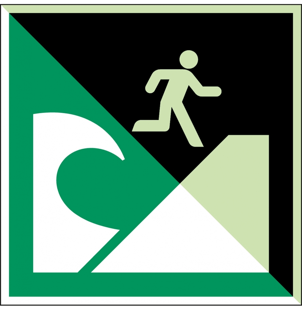 Znak bezpieczeństwa ISO – Miejsce ewakuacji przed tsunami, E/E062/NT/ALU-PHOLUMC-300X300-1