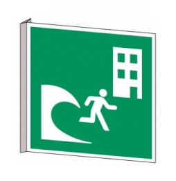 Znak bezpieczeństwa ISO – Budynek do ewakuacji przed tsunami, E/E063/NT/BIPVC-151X151-1