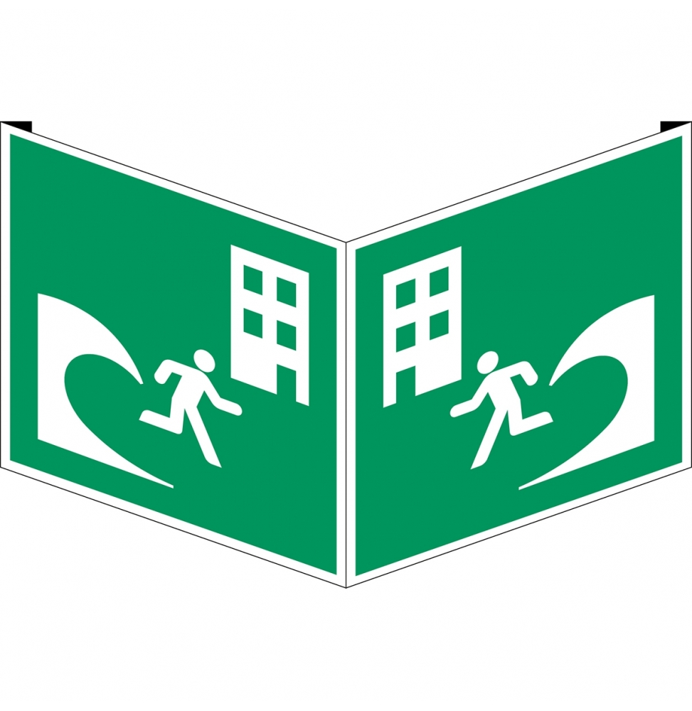Znak bezpieczeństwa ISO – Budynek do ewakuacji przed tsunami, E/E063/NT/VPVC-151X151-1