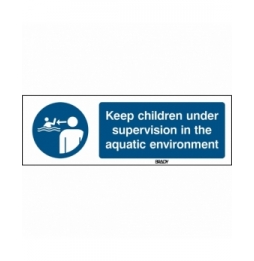 Znak bezpieczeństwa ISO – Nie pozostawiać dzieci w wodzie bez nadzoru, M/M054/EN465/PE-297X105-1