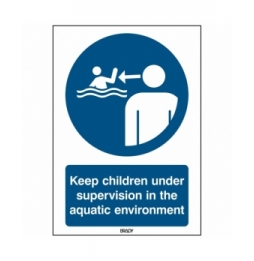 Znak bezpieczeństwa ISO – Nie pozostawiać dzieci w wodzie bez nadzoru, M/M054/EN465/PE-148X210-1