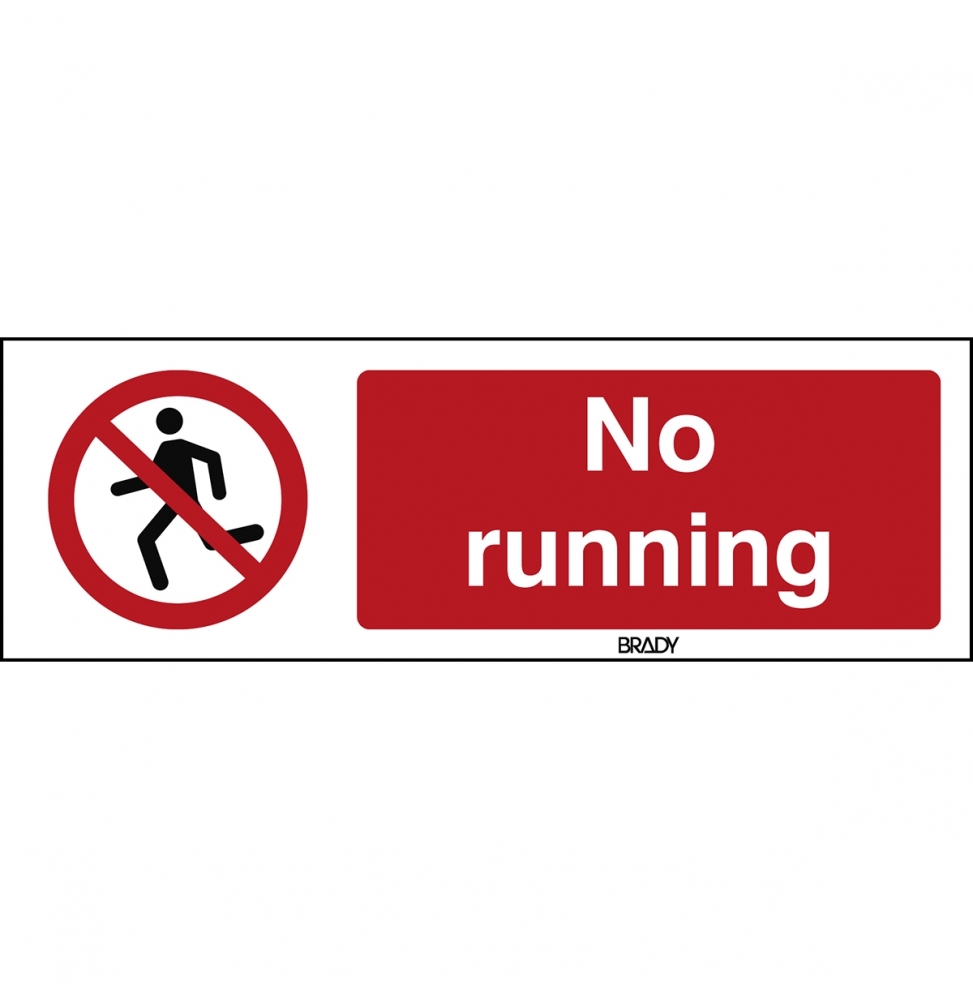 Znak bezpieczeństwa ISO – Zakaz biegania, P/P048/EN466/ALU-150X50-1
