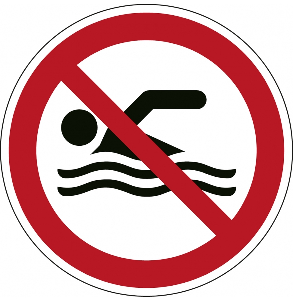 Znak bezpieczeństwa ISO – Zakaz pływania, P/P049/NT/PE-DIA100-1