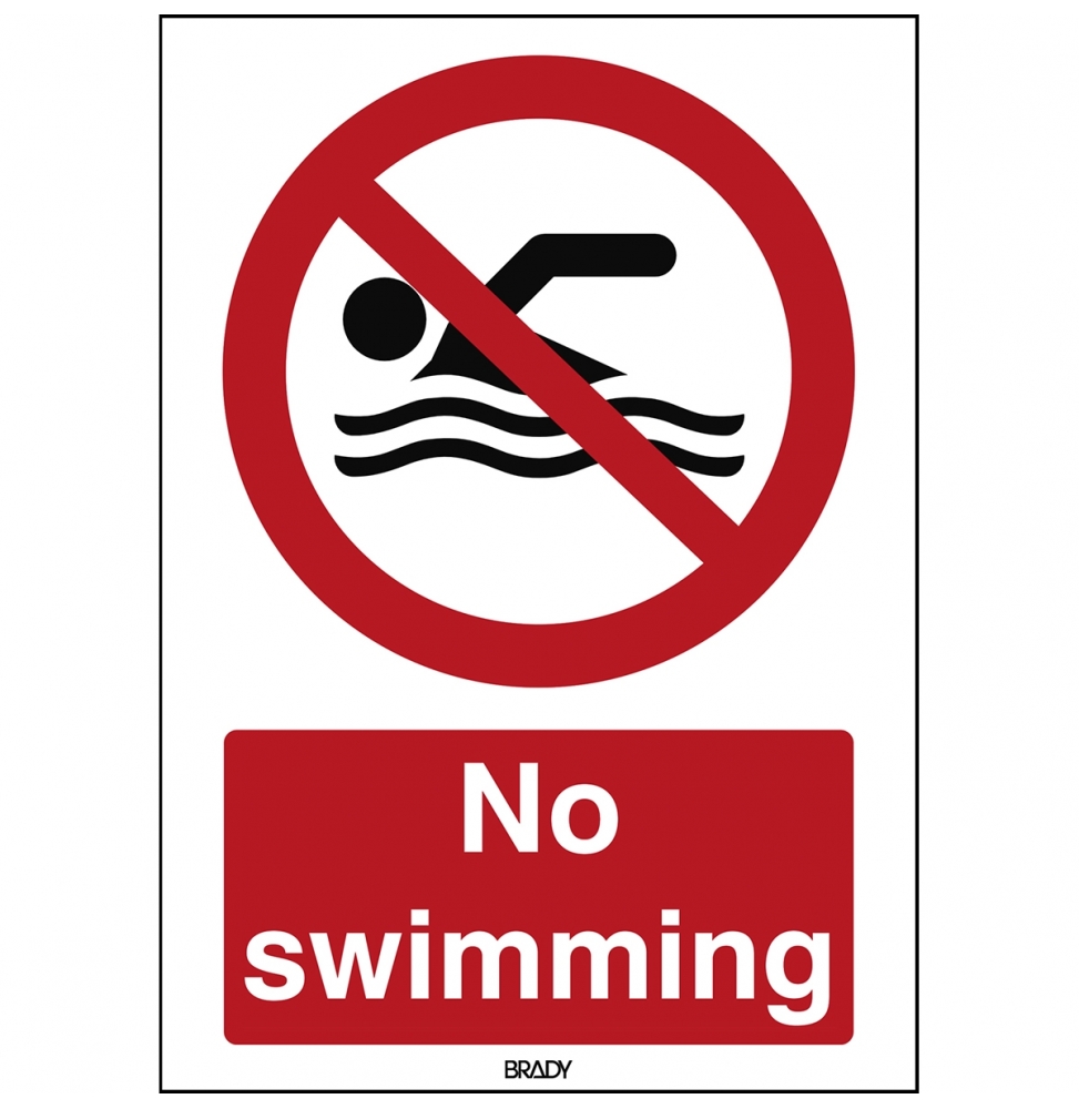 Znak bezpieczeństwa ISO – Zakaz pływania, P/P049/EN467/PP-148X210-1