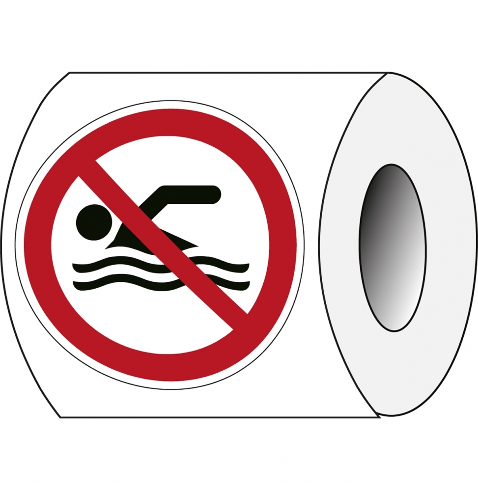 Znak bezpieczeństwa ISO – Zakaz pływania (250szt.), P/P049/NT/PE-DIA50-250