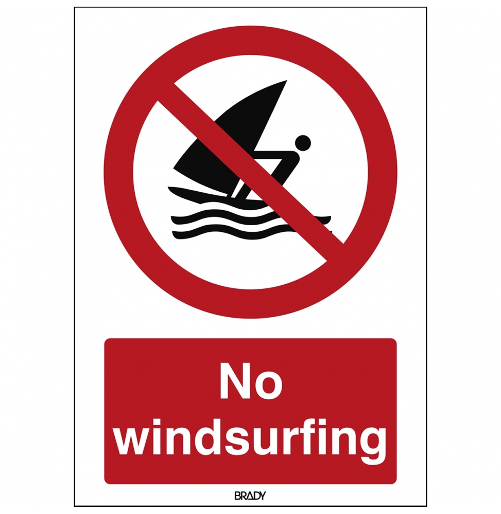 Znak bezpieczeństwa ISO – Zakaz uprawiania windsurfingu, P/P054/EN472/PP-148X210-1