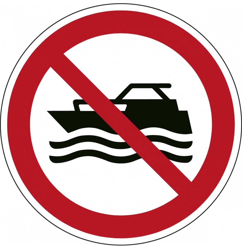 Znak bezpieczeństwa ISO – Zakaz używania łodzi z napędem silnikowym, P/P056/NT/PP-DIA200-1