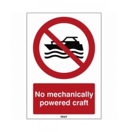 Znak bezpieczeństwa ISO – Zakaz używania łodzi z napędem silnikowym, P/P056/EN474/PE-148X210-1