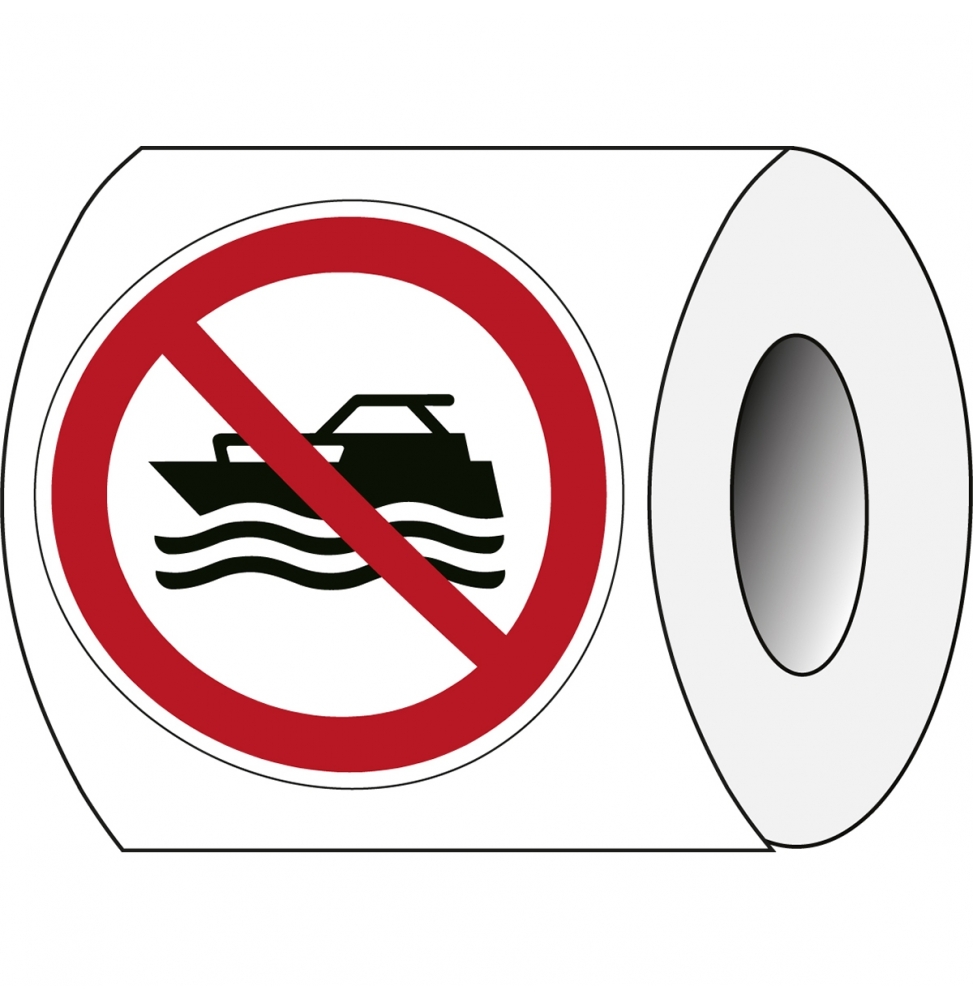 Znak bezpieczeństwa ISO – Zakaz używania łodzi z napędem silnikowym (250szt.), P/P056/NT/PE-DIA25-250