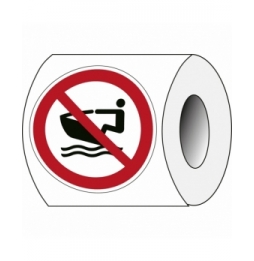 Znak bezpieczeństwa ISO – Zakaz używania skuterów wodnych (250szt.), P/P057/NT/PE-DIA100-250
