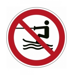 Znak bezpieczeństwa ISO – Zakaz holowania narciarzy wodnych (2szt.), P/P058/NT/PE-DIA50-2