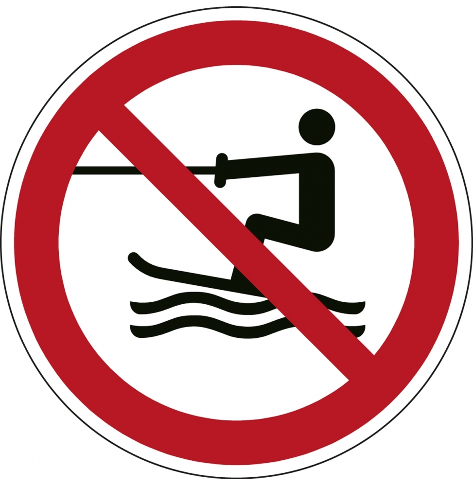Znak bezpieczeństwa ISO – Zakaz holowania narciarzy wodnych, P/P058/NT/PE-DIA150-1
