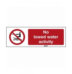 Znak bezpieczeństwa ISO – Zakaz holowania narciarzy wodnych, P/P058/EN476/PE-150X50-1
