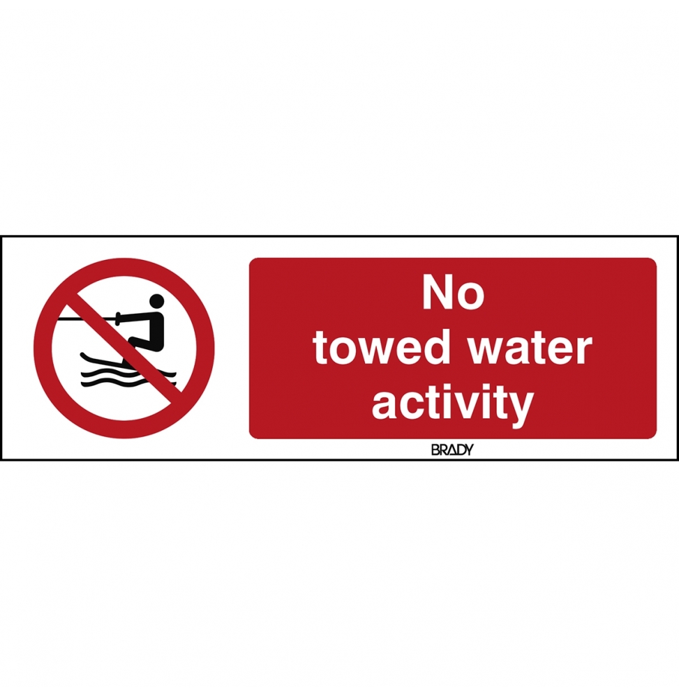 Znak bezpieczeństwa ISO – Zakaz holowania narciarzy wodnych, P/P058/EN476/PE-150X50-1