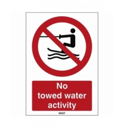 Znak bezpieczeństwa ISO – Zakaz holowania narciarzy wodnych, P/P058/EN476/PE-148X210-1