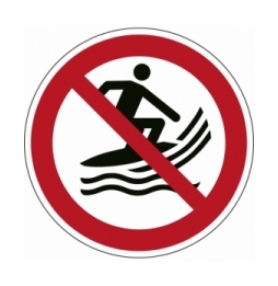 Znak bezpieczeństwa ISO – Zakaz używania desek do surfingu, P/P059/NT/ALU-DIA200-1