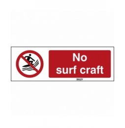 Znak bezpieczeństwa ISO – Zakaz używania desek do surfingu, P/P059/EN477/PE-150X50-1