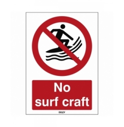 Znak bezpieczeństwa ISO – Zakaz używania desek do surfingu, P/P059/EN477/PE-297X420-1