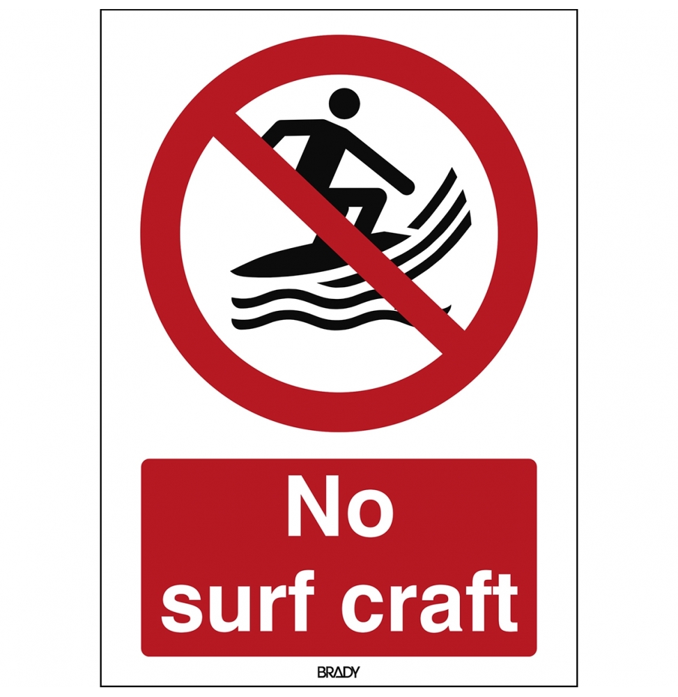 Znak bezpieczeństwa ISO – Zakaz używania desek do surfingu, P/P059/EN477/PP-297X420-1