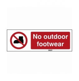 Znak bezpieczeństwa ISO – Zakaz używania obuwia do użytku zewnętrznego, P/P060/EN478/PE-297X105-1