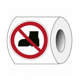 Znak bezpieczeństwa ISO – Zakaz używania obuwia do użytku zewnętrznego (250szt.), P/P060/NT/PE-DIA50-250