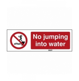 Znak bezpieczeństwa ISO – Zakaz wykonywania skoków do wody, P/P061/EN479/PE-600X200-1