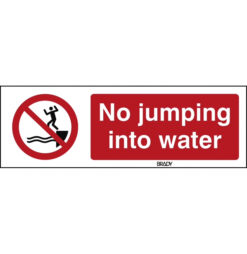 Znak bezpieczeństwa ISO – Zakaz wykonywania skoków do wody, P/P061/EN479/PP-150X50-1
