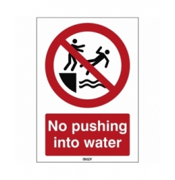 Znak bezpieczeństwa ISO – Zakaz spychania do wody, P/P062/EN480/PE-210X297-1