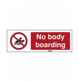 Znak bezpieczeństwa ISO – Zakaz surfowania w pozycji na brzuchu, P/P063/EN481/PE-150X50-1