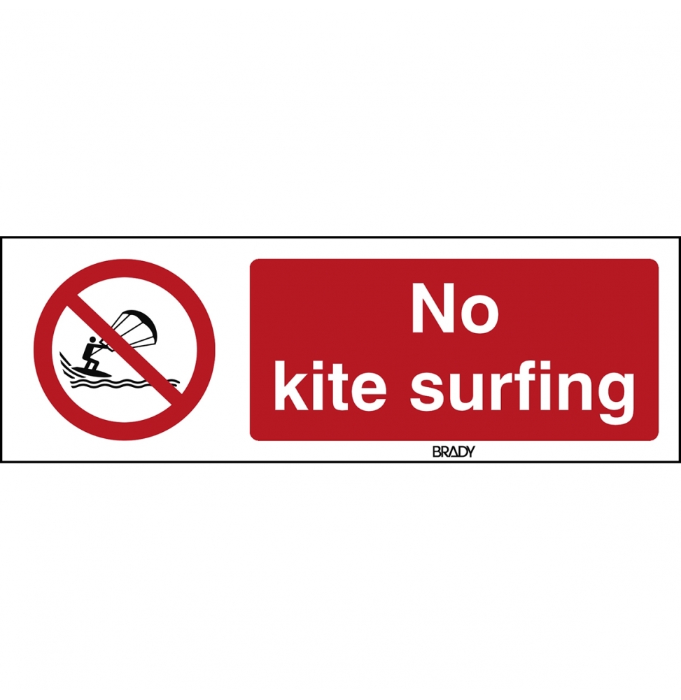 Znak bezpieczeństwa ISO – Zakaz uprawiania kitesurfingu, P/P065/EN483/PE-150X50-1