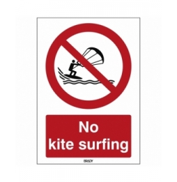 Znak bezpieczeństwa ISO – Zakaz uprawiania kitesurfingu, P/P065/EN483/PE-148X210-1